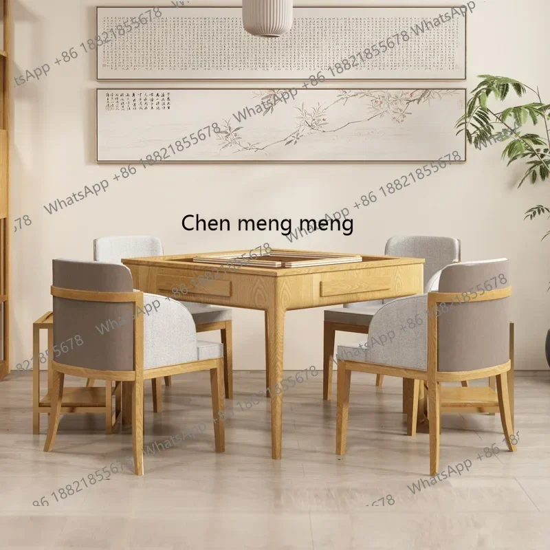 Китайская машина для маджонга из цельного дерева, обеденный стол, двойного назначения, автоматические бытовые высококачественные клубные шахматы и карточные столики в комплекте