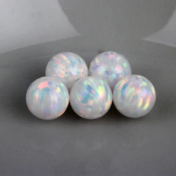 5 Pieces White Opal Beads Synthetic Opal OP17 Loose Ball for Jewlery Making