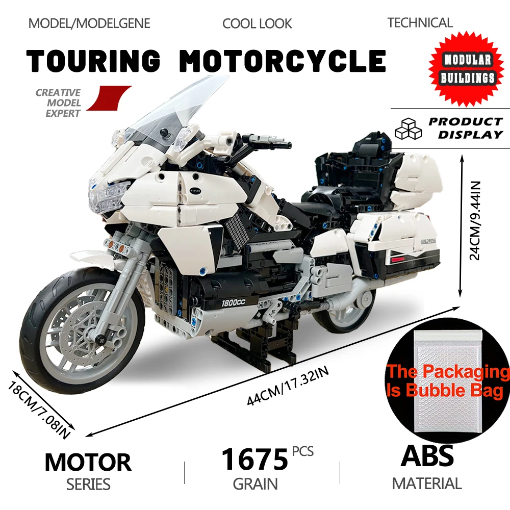 Gold Touring Motorrad Modell Bausteine MOC Technische Racing Auto 1:6 Motorrad Ziegel High-tech-Sets Spielzeug Für Kinder geschenke