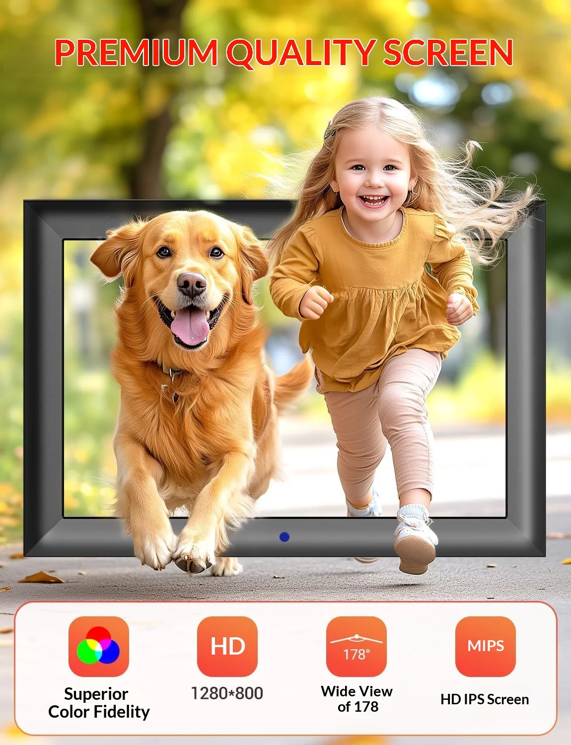 10,1 Zoll Digitaler Bilderrahmen HD IPS Einfache Bedienung Kein WLAN Erforderlich Datenschutz Geschenk für Familie Offline-Nutzung
