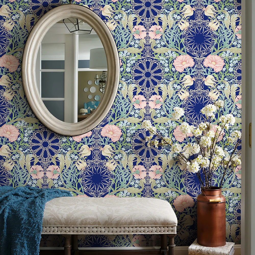 Vine Flower Self Adhesive Wallpaper Sticker Retro Wall Art Wear Resistant Real Waterproof For Home Living Room Home Decor