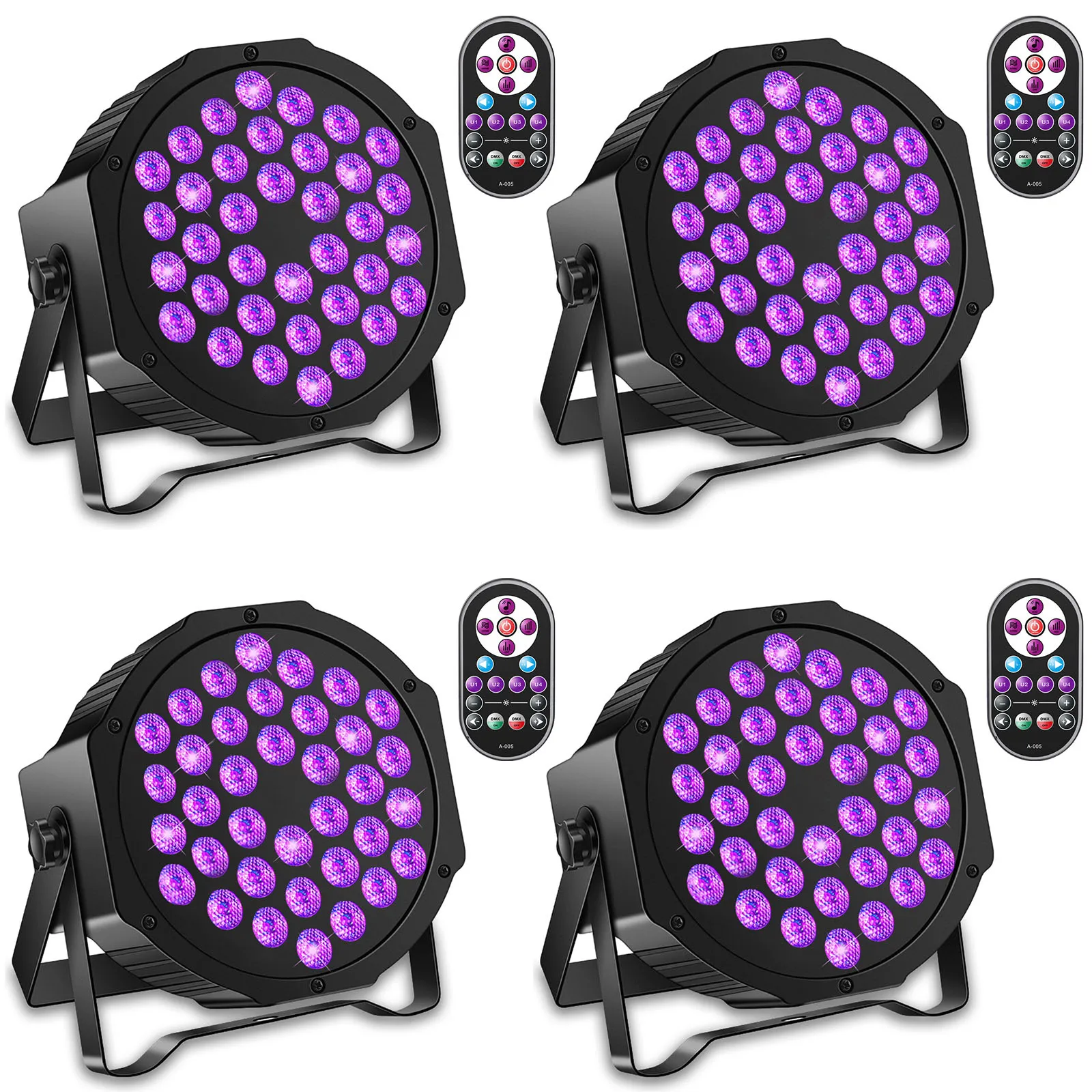 Somspot 4PCS LED Par Light 36W Stage Light Effect Projector DJ Disco Party Lights for Christmas Bar Club Wedding Birthday