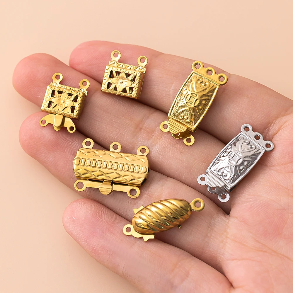 10pcs Stainless Steel Filigree Fish Hook Clasp Clasp Necklace Bracelet Connectors for DIY Pearl Knotted Jewelry Making Craft