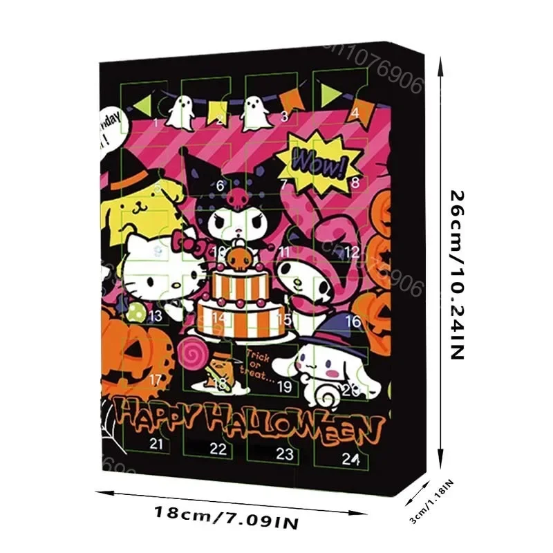 Mininstants-Hello Kitty Halloween Anime Cartoon Figure Aléatoire Calendrier de l'Avent, Porte-clés Ornement, Jouet Kawaii, Cadeau de Noël pour Enfants, Nouveau