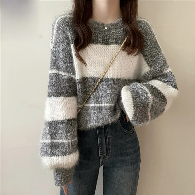 

Women's Clothing Striped slouchy loose sweater 0124