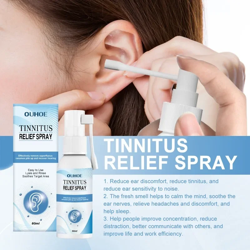 60ml Tinnitus-Entlastungs spray verbessern das Hören von Tinnitus Taubheit schmerzen Linderung Ohren reinigung Gehörgang Verstopfung Ohr gesundheitspflege