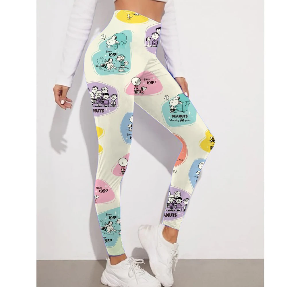 Snoopy print Women Seamless Yoga Pants Butt Lifting Workout Tights Fitness Gym Running Compression Sports Leggings