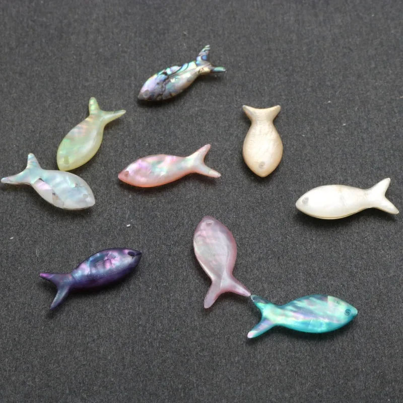 20pcs Electroplated Natural Natural Shell Fish Shape Beads for Jewelry Making Earrings Accessories Handmade Charm