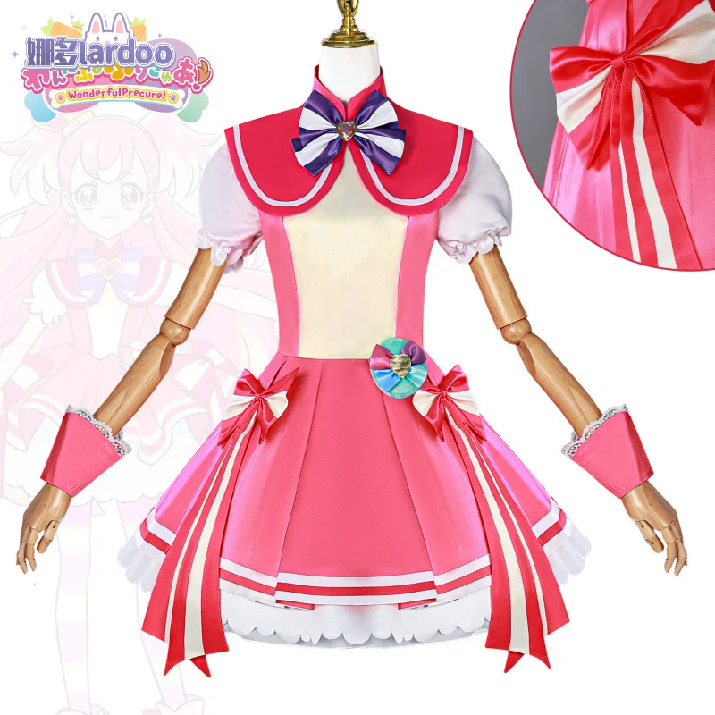 Wonderful PreCure Inukai komugi cosplay costume pink dress Lolita uniform cute suit Halloween party outfits for adult women