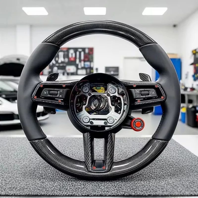 Customized Carbon Fiber Leather Car Steering Wheel For Porsche 718 Boxster 911 Macan Steering Wheel