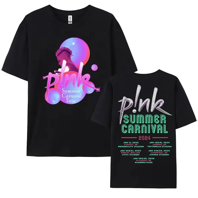 P!nk Pink Singer Summer Carnival 2024 Festival WURID Tour Tee Shirt Women's Men Clothing Aesthetics Oversized T-shirt Streetwear