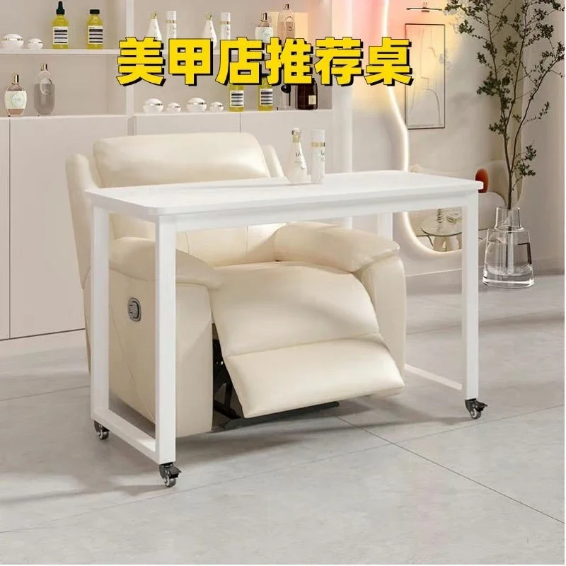 Removable manicure table, single-layer cross-sofa table with wheels