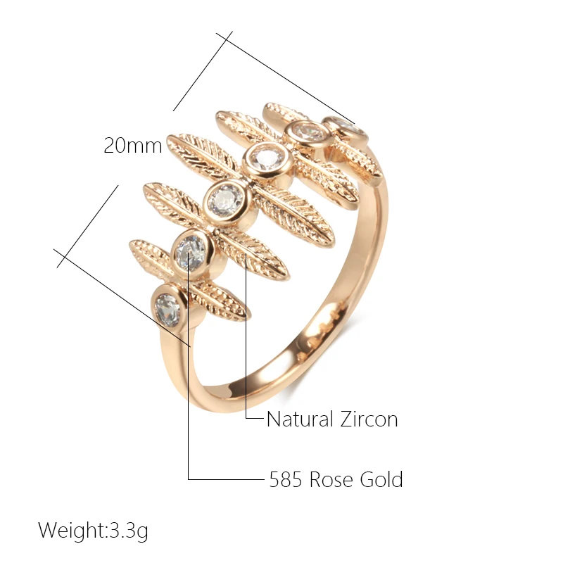 Kinel Hot 585 Rose Gold Color Vintage Ring for Women Unique Creative Natural Zircon Accessories Ethnic Bride Daily Fine jewelry image 2