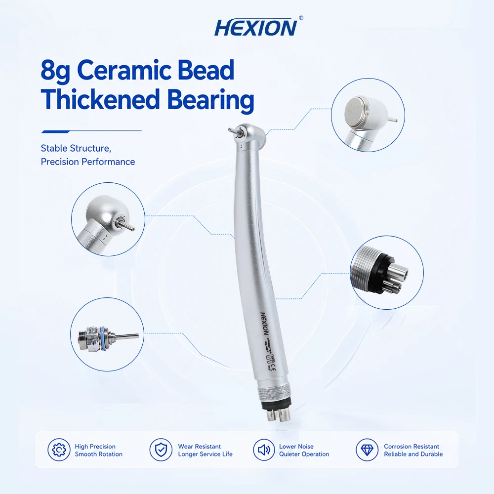 Großverkauf Dental-Faseroptik-LED-E-Generator / Ohne LED Schnelles Hochgeschwindigkeits-Handstück mit Druckknopf 4/2-Loch-Luftturbine N-S/K-Stil – Detail 7