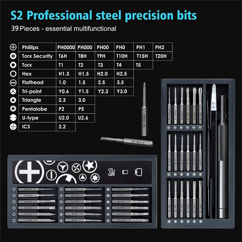 Screwdriver Set 39 in 1 Precision Screwdriver Set, Electronics Tool Kit PC, Laptop, RC, Computer, Phone Repair Kit