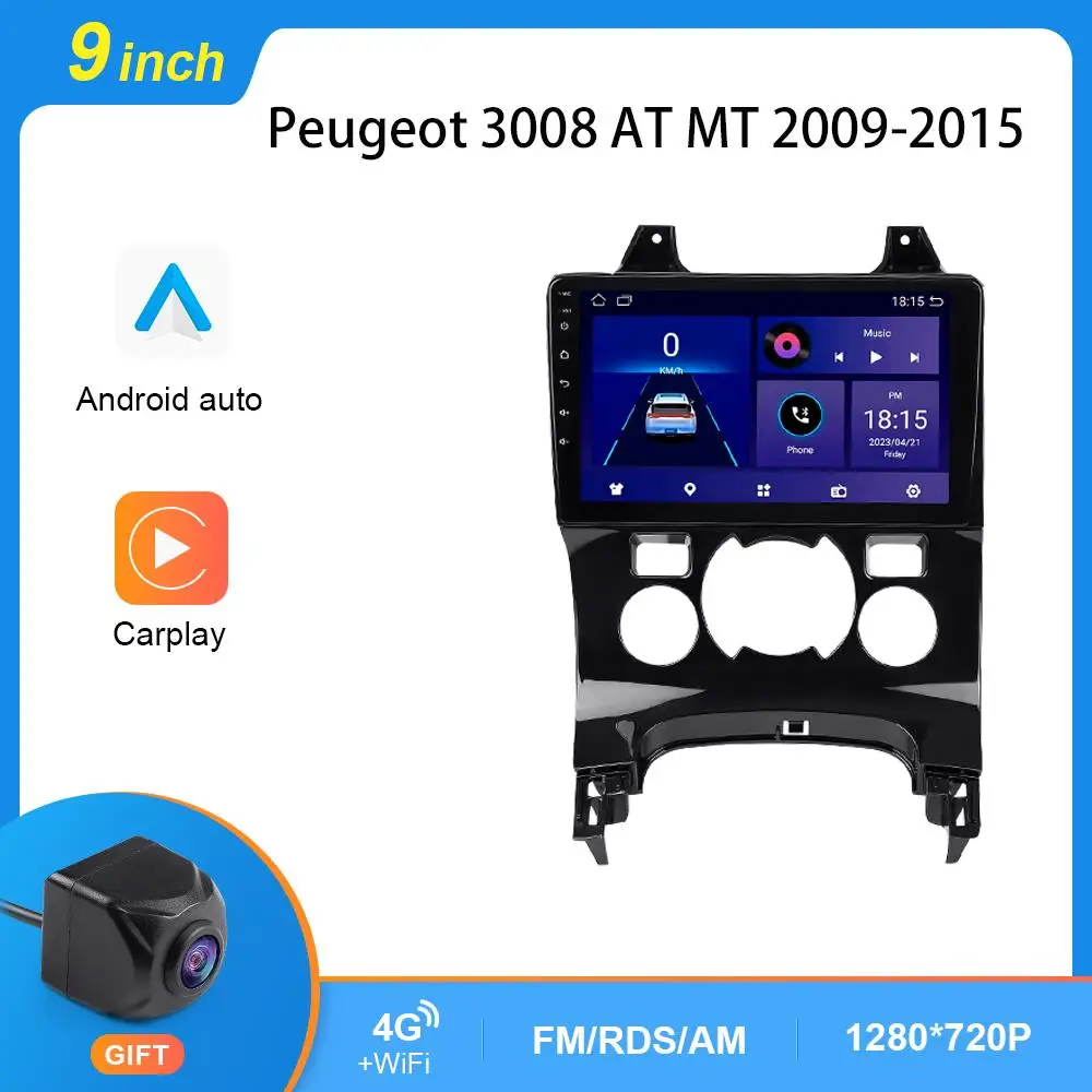 

9" 2Din Android Auto Car Radio Player For Peugeot 3008 AT MT 2009-2015 Carplay Headunit Stereo Intelligent Screen WIFI GPS