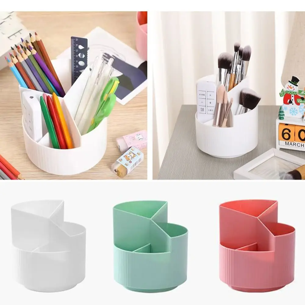 Household Plastic Pen Holder Rotatable Multifunctional Makeup Brush Organizer Box Large Capacity Stationery Box