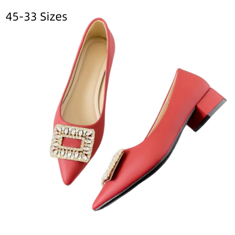 

Lady 2025 Новые поступления Обувь Модельер Туфли-лодочки с острым носком и кристаллической пряжкой Туфли на шпильке Черные туфли без шнуровки для невесты на низком каблуке 27 см 45