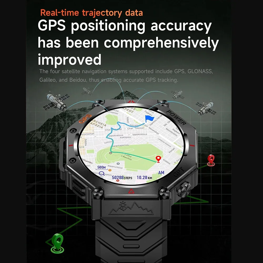 

Smart Watch Sports Waterproof Heart Rate Blood Oxygen Monitor Bluetooth Call GPS Compass Fitness Tracker for Outdoor Activities