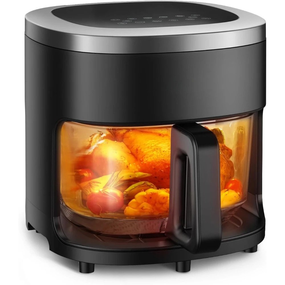 

6-IN-1 Glass Air Fryer with Viewing Glass Pot, Roast, Reheat, Dehydrate, Air Crisp Technology, 4.5QT Air Fryer