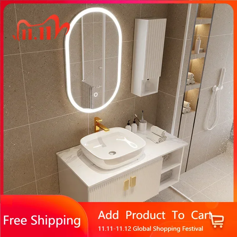 

Luxury Bathroom Cabinets Top Washbasin Bathroom Vanity Cabinet Wall Storage Cabinet Adjustable Shelf Top Sink Bathroom Furniture