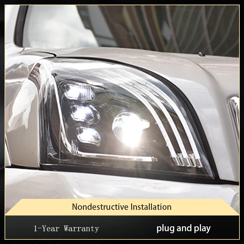 Car Lights For Toyota Prado 2003-2009 LC120 LED Headlights Upgrade Assembly Projector Lens DRL Lamp Tool Accessories