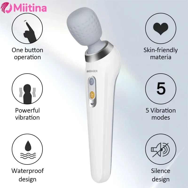 

Waterproof Handheld Cervical Massage Wand 5 Strength Adjustable Vibrating Kneading Neck Shoulder Body Massage Relax Rechargeable