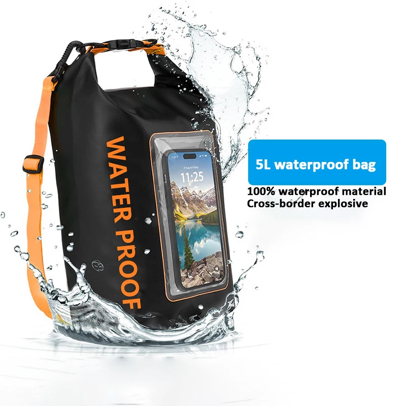 5L Waterproof PVC Dry Bag Touch Screen Waterproof Bags Swimming Diving Shoulder Pouch Outdoor Sports Bags Camping Equipment