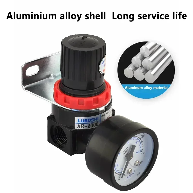 1/5/20PCS Air AR2000 G1/4 Pressure Regulator Aluminum Alloy Adjustable Pressure Relief Compressor Regulating Valve with Bracket