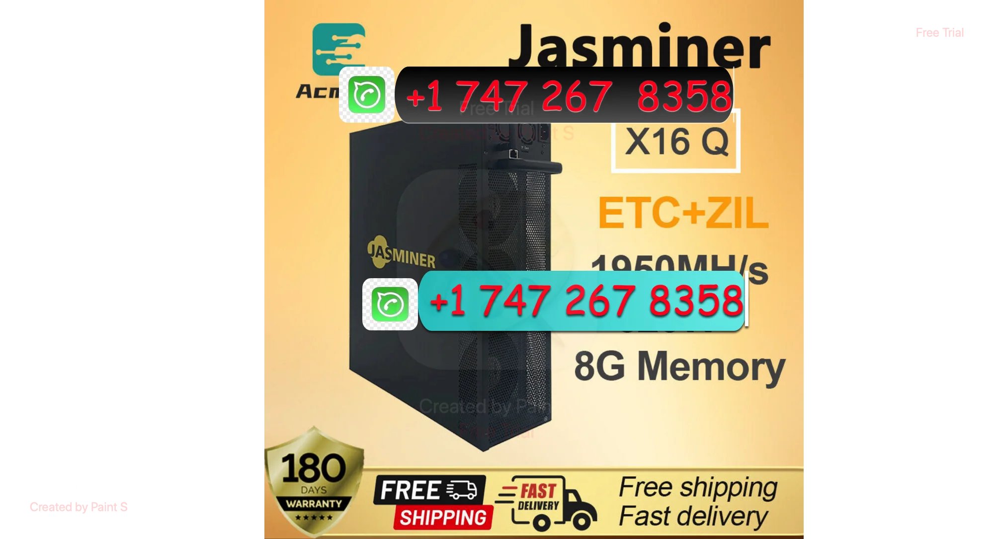 H. ORIGINAL SALES BUY 3 GET 2 New Jasminer X16-Q ETC ETHASH & ETCHASH ASIC Miner 1950MH 620W 8GB with PSU