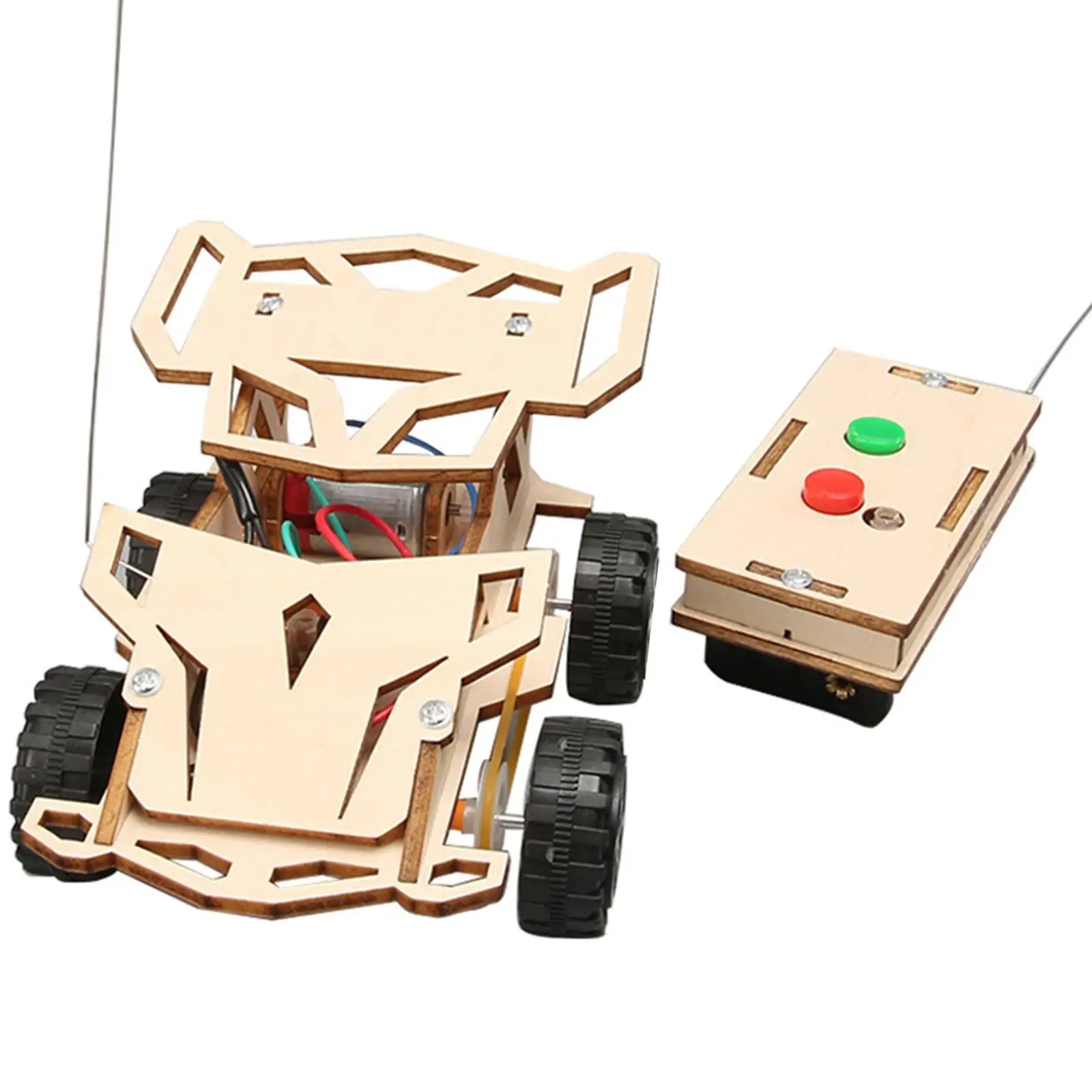 Remote Control Car Toys Wooden Science Experiment Kits RC Car for Gift Kids