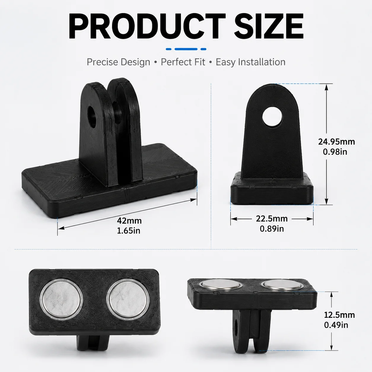 Magnetic Quick Release Mount for Action Camera, 0.1s Fast Snap Adapter, Dual Strong Magnet Holder, One-Hand Operation Bracket