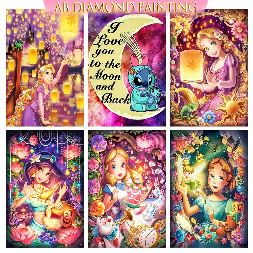 Disney AB Diamond Painting Rapunzel & Stitch Cartoon Mosaico Strass Ricamo Kit punto croce fai da te Decorazione della casa Regali