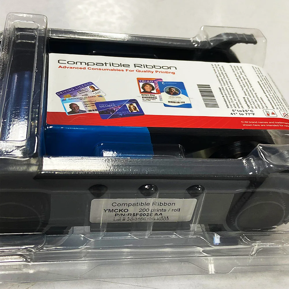 Compatible R5F002EAA YMCKO Card Printer Ribbon 200 Prints Use in Zenius Card Printer