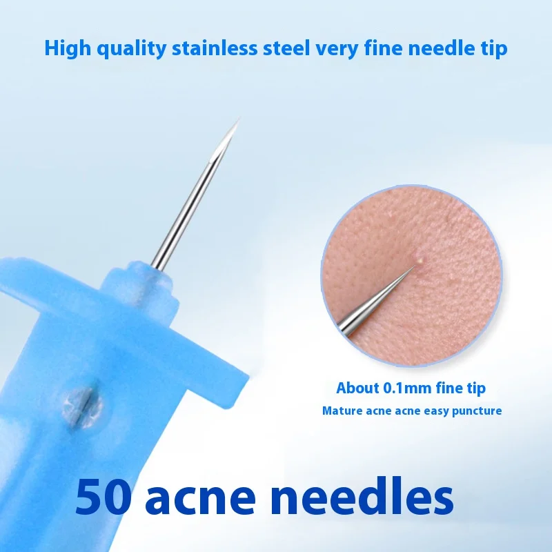 50 pezzi monouso per la rimozione di punti neri aghi per l'acne strumento per la rimozione di punti neri e pulizia del viso aghi in acciaio inossidabile