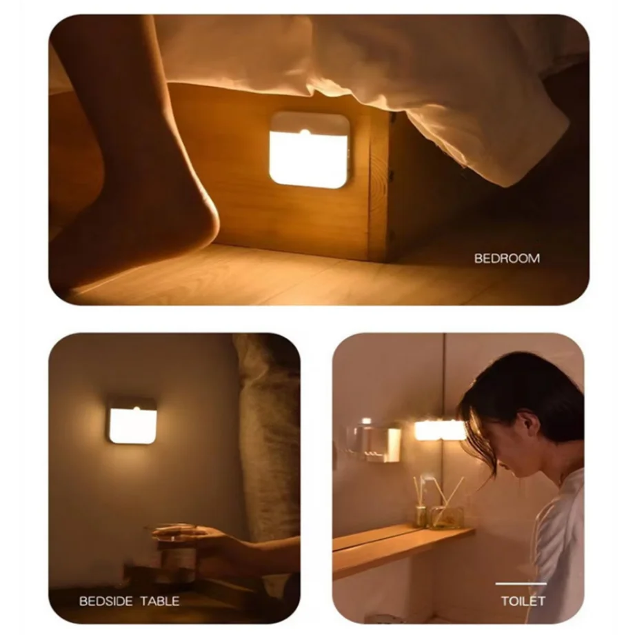 Wireless Smart Motion Sensor Night Lamp With switch Bedroom Decor Magnetic Children's Gift Decoration White Led Night Light