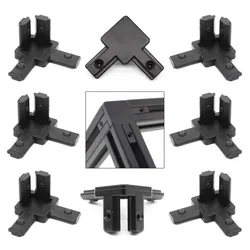 8pcs preto 3 vias conectores de suporte de ângulo final para o perfil de extrusão de alumínio padrão europa 2020 soquete série 6mm com parafusos