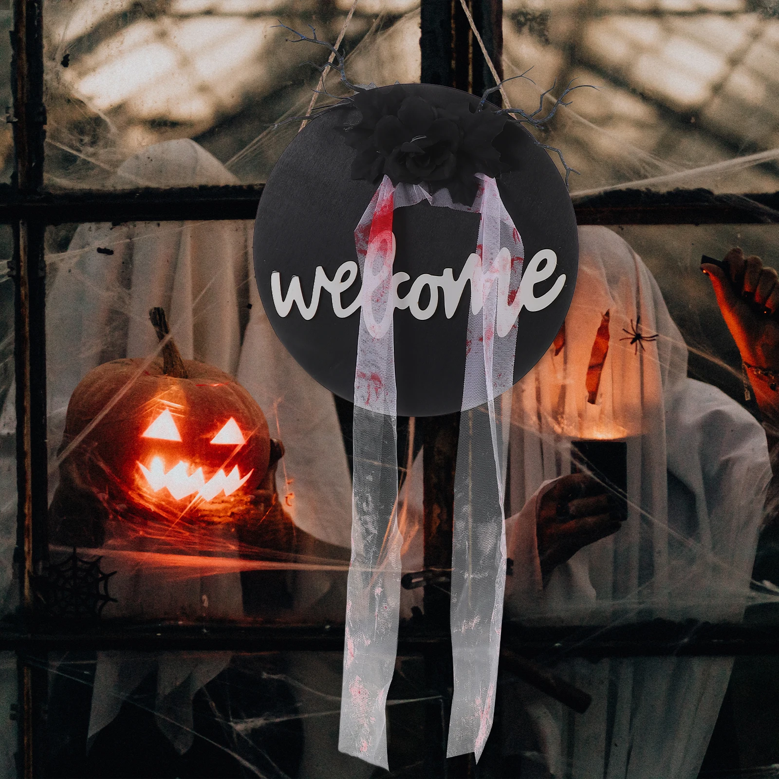 

Wooden Halloween Door Sign Hanging Decor Haunted House Party Favor Welcome Ornament Front Porch Wall Decoration