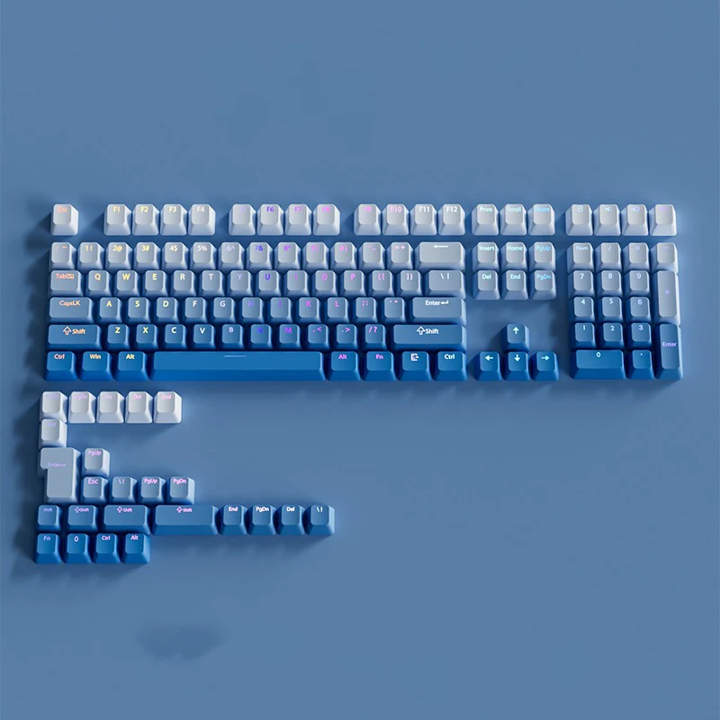 Gradient backlit RGB Gamer Keycaps For Mx Switch Mechanical Keyboard OEM Profile PBT Keycap White Blue ISO Layout Key caps DIY