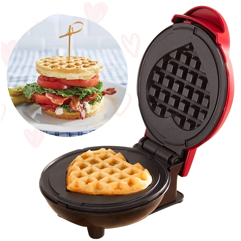 Waffle Maker colazione amore a forma di cuore Waffle Maker macchina per Waffle elettrica macchina per colazione domestica portatile apparecchio di cottura