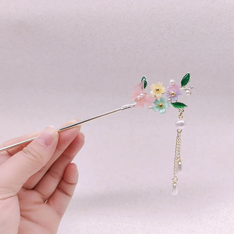 

Ancient-style hair accessories, colorful small flowers, butterflies, tassels, hairpins, updo hairpins, new Chinese-style hairpin