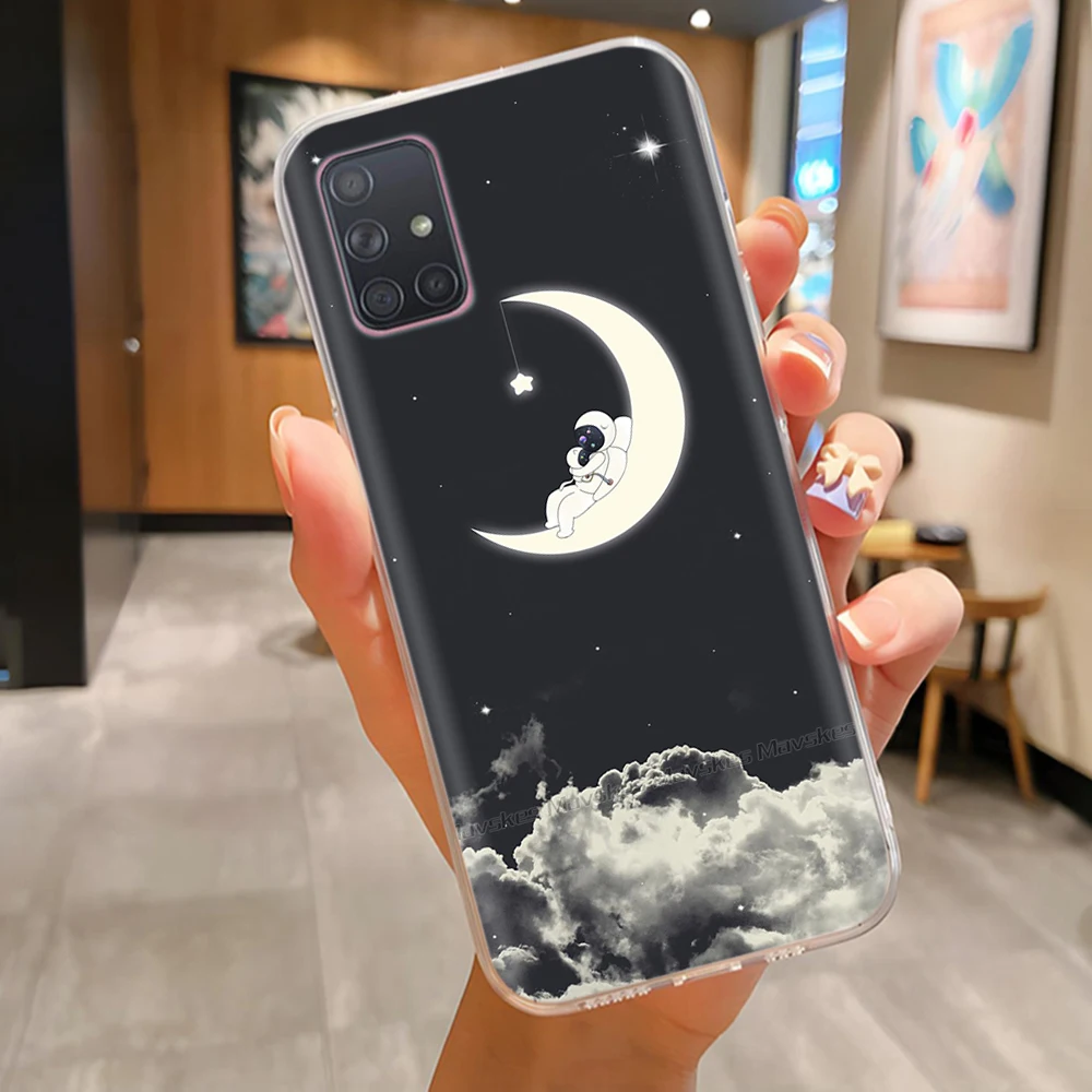 Funda de teléfono para Samsung A51 A71 A31 funda de silicona Fundas TPU contraportada para Samsung Galaxy A51 A 31 41 71 fundas de corazón de amor de flores