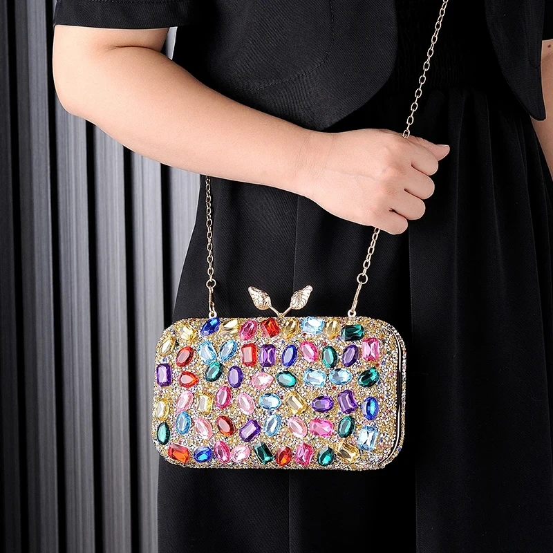 Colorful Handbag for Small Women Party Purses Luxury Designer Crossbody Bag 2024 Brands Hand Cell Phone Bag Jewel Diamond Clutch