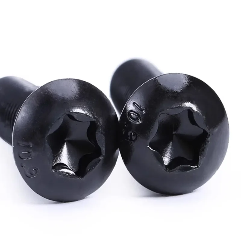 5~50 Stück M3 M4 M5 M6 M8 Schwarze Torx-Knopfkopfschrauben, Güteklasse 10.9 Stahl, Sechsrund Torx-Flachkopfschrauben, Länge 4mm~40mm – Detail 3