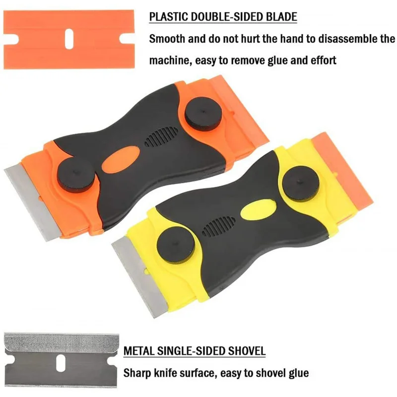 

Набор из 22 предметов: пластиковый скребок, скребок для снятия автомобильных наклеек, скребок для прокатки стекла, очиститель с 20 лезвиями