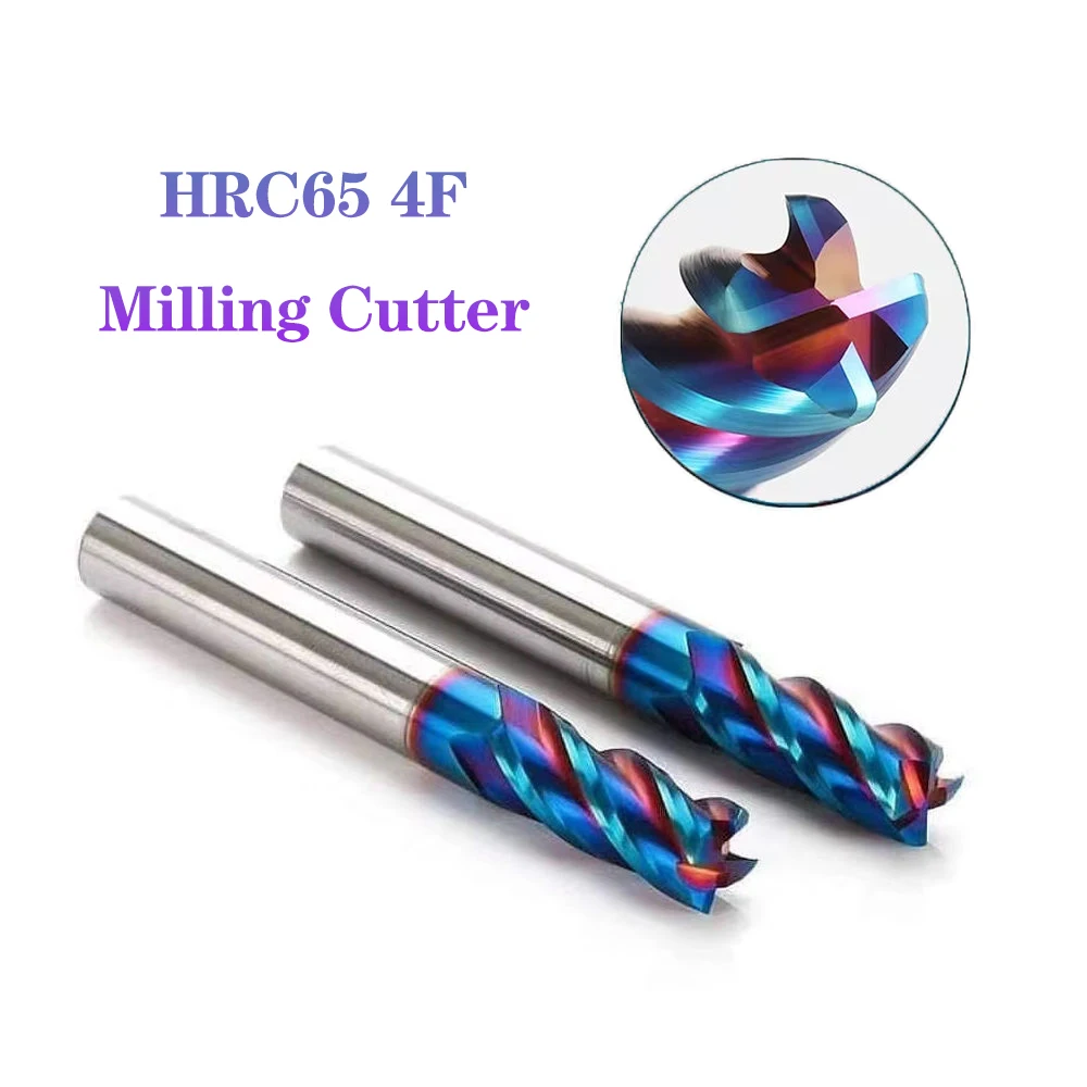

HRC65 4 Flutes Carbide End Mill Corner Radius Square Nano Coating CNC Milling Cutter For Metal Steel Iron Metal Cutting Tools