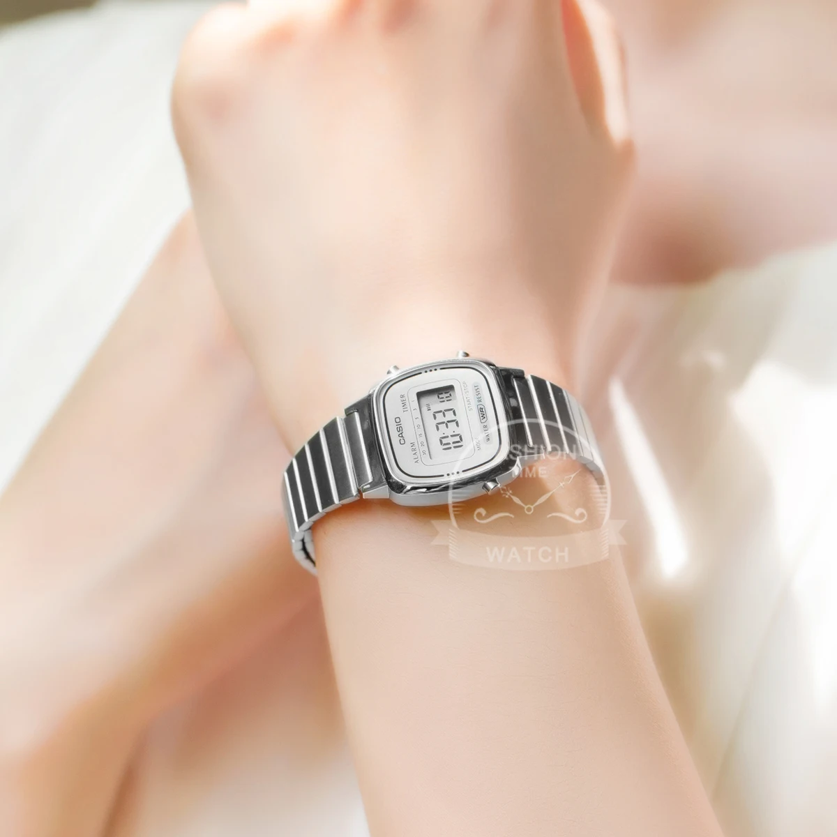 Часы Casio, серебряные женские часы, комплект брендовых роскошных водонепроницаемых цифровых спортивных женских часов relogio LA670WA-7D/1D