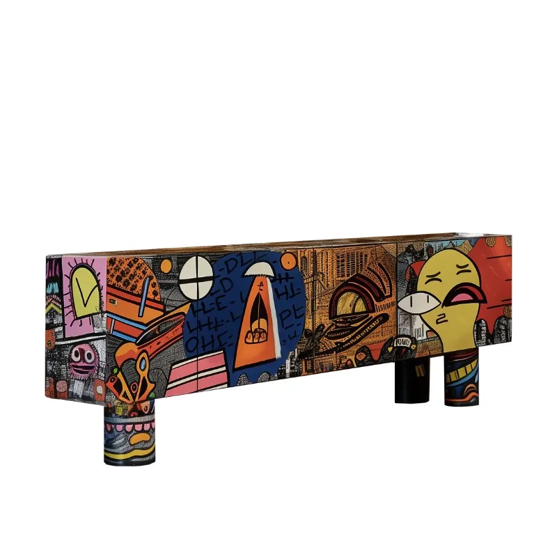 

Dopamine Art Painted TV Cabinet, Floor Cabinet Personalized Graffiti Locker