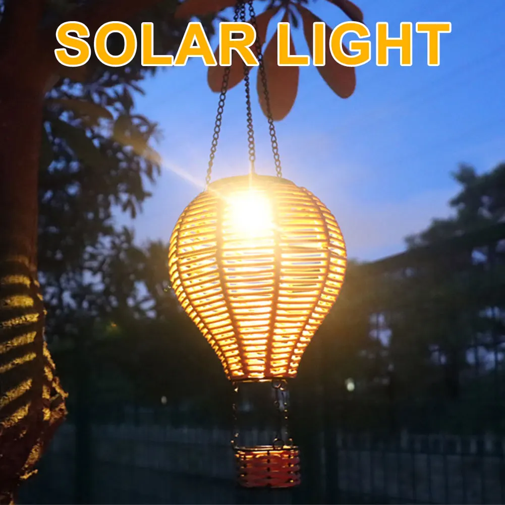 Solar Hot Air Balloon Lantern Hanging Solar Lantern Outdoor Lights Waterproof Lanterns Night Light Garden Patio Yard Party Decor