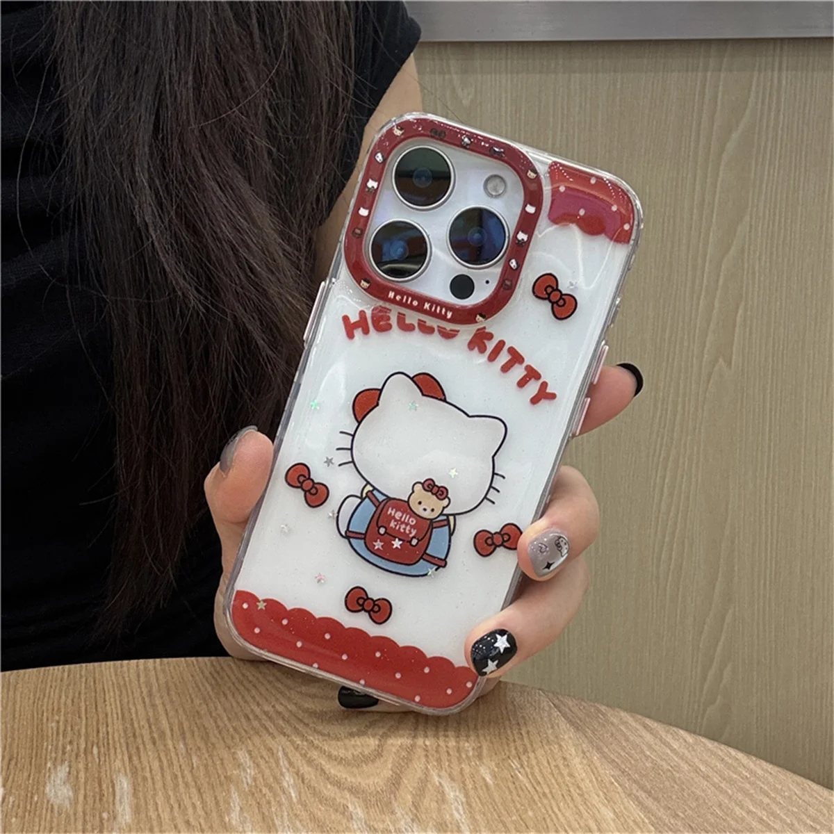 

Kawaii Cartoon Hellokitty Phone Case For iPhone 16 Pro 15 14 Pro Max 15Pro Cover Shockproof Cute Protective Cases